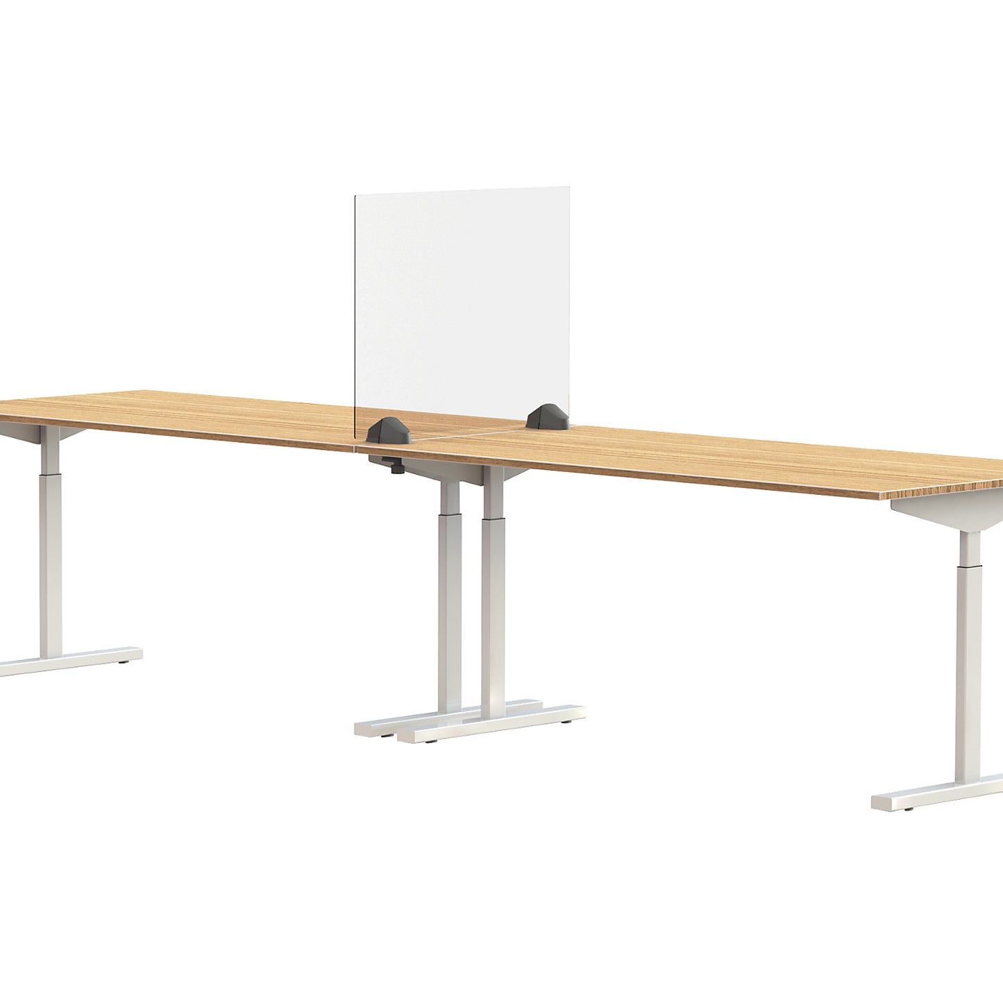 Desk partition for a double workplace, acrylic glass and polystyrene, transparent, width 750 mm.