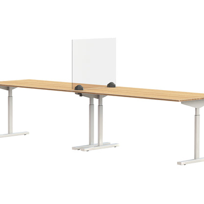 Desk partition for a double workplace, acrylic glass and polystyrene, transparent, width 750 mm.