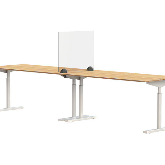 Desk partition for a double workplace, acrylic glass and polystyrene, transparent, width 750 mm.