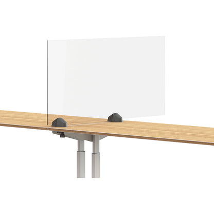 Desk partition for a double workplace, acrylic glass and polystyrene, transparent, width 1200 mm.