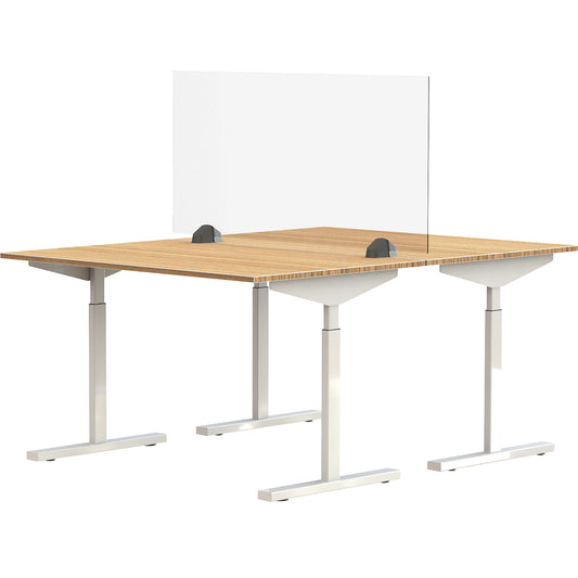 Desk partition for a double workplace, acrylic glass and polystyrene, transparent, width 1200 mm.