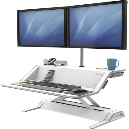 Lotus™ sitting/standing workstation, HxWxD 140 x 832 x 616 mm, white.