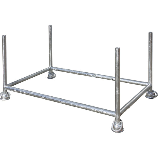 Stacking frame, LxWxH 1200 x 820 x 910 mm, with 1 cross tube, zinc plated.