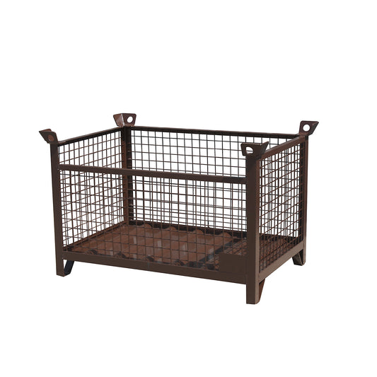 Mesh pallet stacking box, LxWxH 1500 x 1000 x 750 mm, chocolate brown.