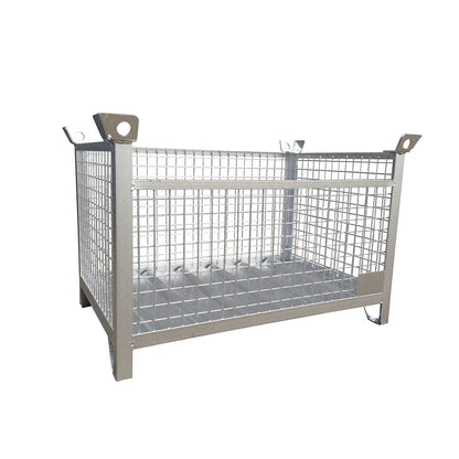 Mesh pallet stacking box, LxWxH 1200 x 800 x 750 mm, zinc plated.