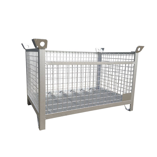 Mesh pallet stacking box, LxWxH 1500 x 1000 x 750 mm, zinc plated.