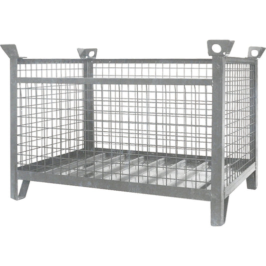 Mesh pallet stacking box, LxWxH 1000 x 800 x 750 mm, zinc plated.