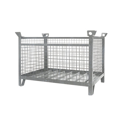Mesh pallet stacking box, LxWxH 1500 x 800 x 750 mm, long side 1/3 foldable, zinc plated.
