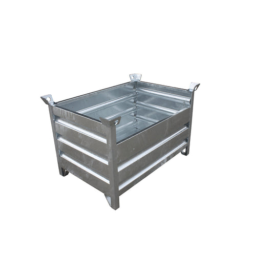 Solid panel box pallet, LxWxH 1200 x 800 x 750 mm, zinc plated.