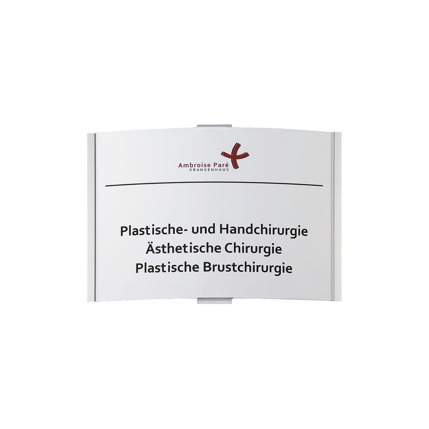 FRANKFURT™ direction sign, A4 landscape, HxW 210 x 317 mm, silver.