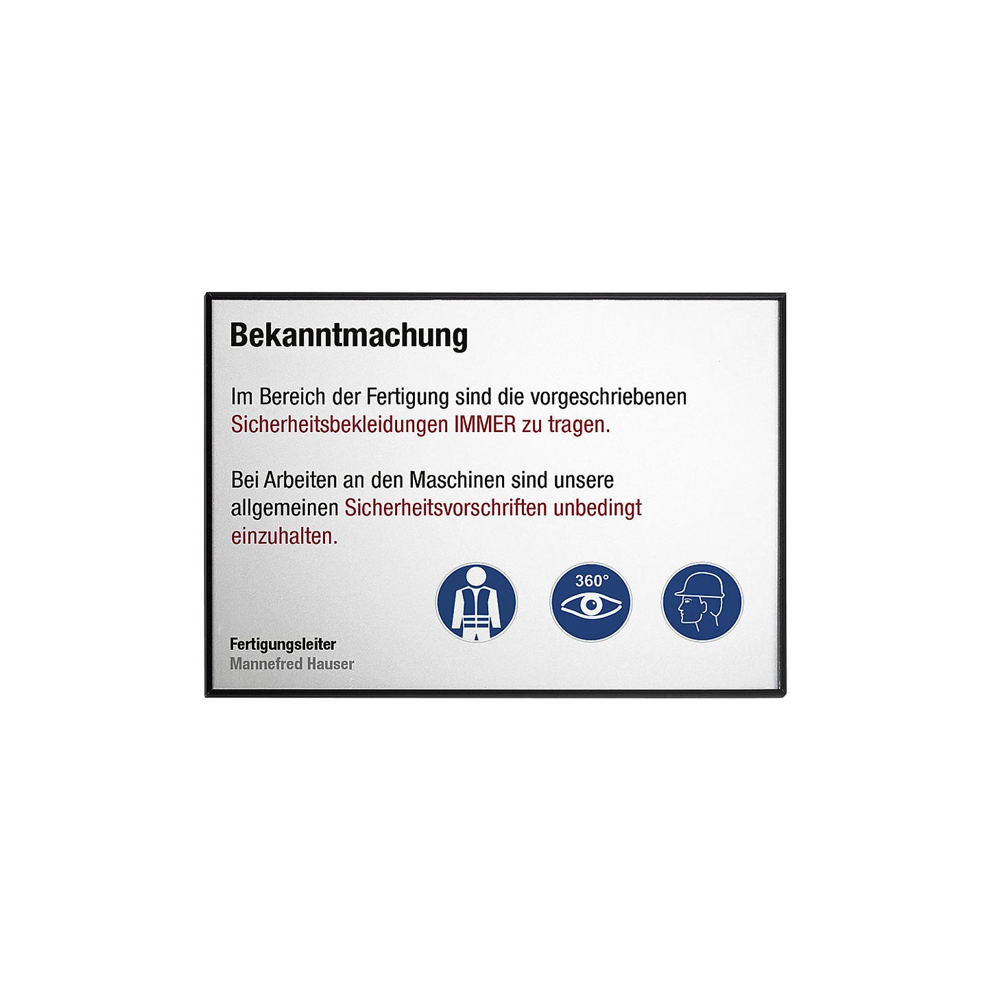 MADRID Black Line™ direction sign, A4 landscape, HxW 212.5 x 299.5 mm, black.