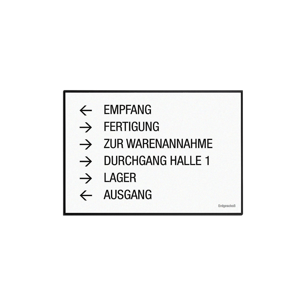 MADRID Black Line™ direction sign, A3 landscape, HxW 299.5 x 422.5 mm, black.
