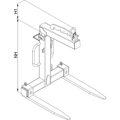 Balanced crane fork, manual, effective height 1150 - 1750 mm, light duty version, max. load 1500 kg.