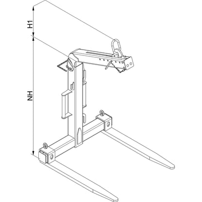 Balanced crane fork, automatic, effective height 1150 - 1750 mm, light duty version, max. load 2000 kg.