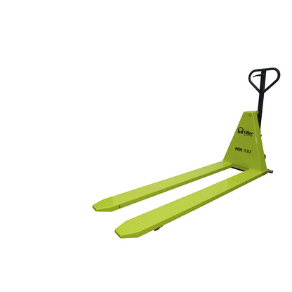 High-lift pallet truck, manual hydraulics, max. load 1000 kg, fork length 1500 mm.