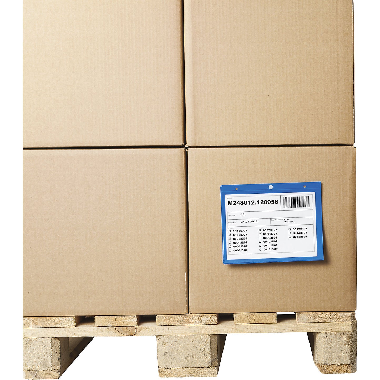 Labelling pouches with suspension holes, landscape format A5, blue, pack of 50.