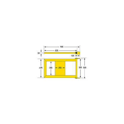 Gate for S-Line safety railing, LxWxH 905 x 30 x 475 mm, for S-Line, yellow with gas pressure spring.