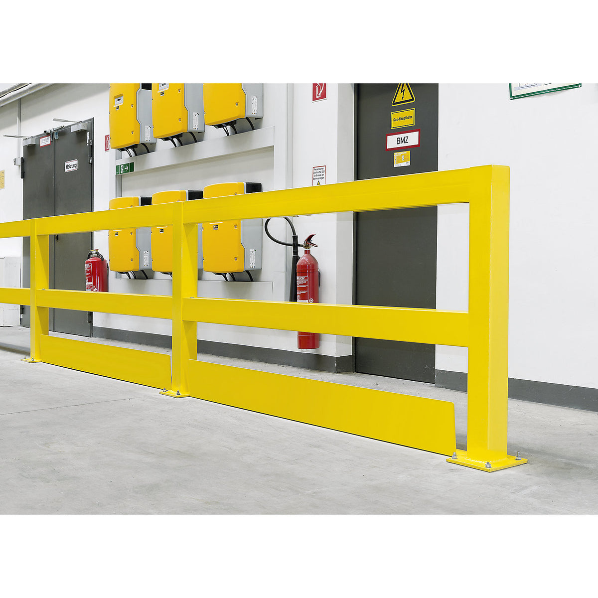 Forklift guard element made of steel, WxH 200 x 100 mm, to bolt in place, length 1880 mm.