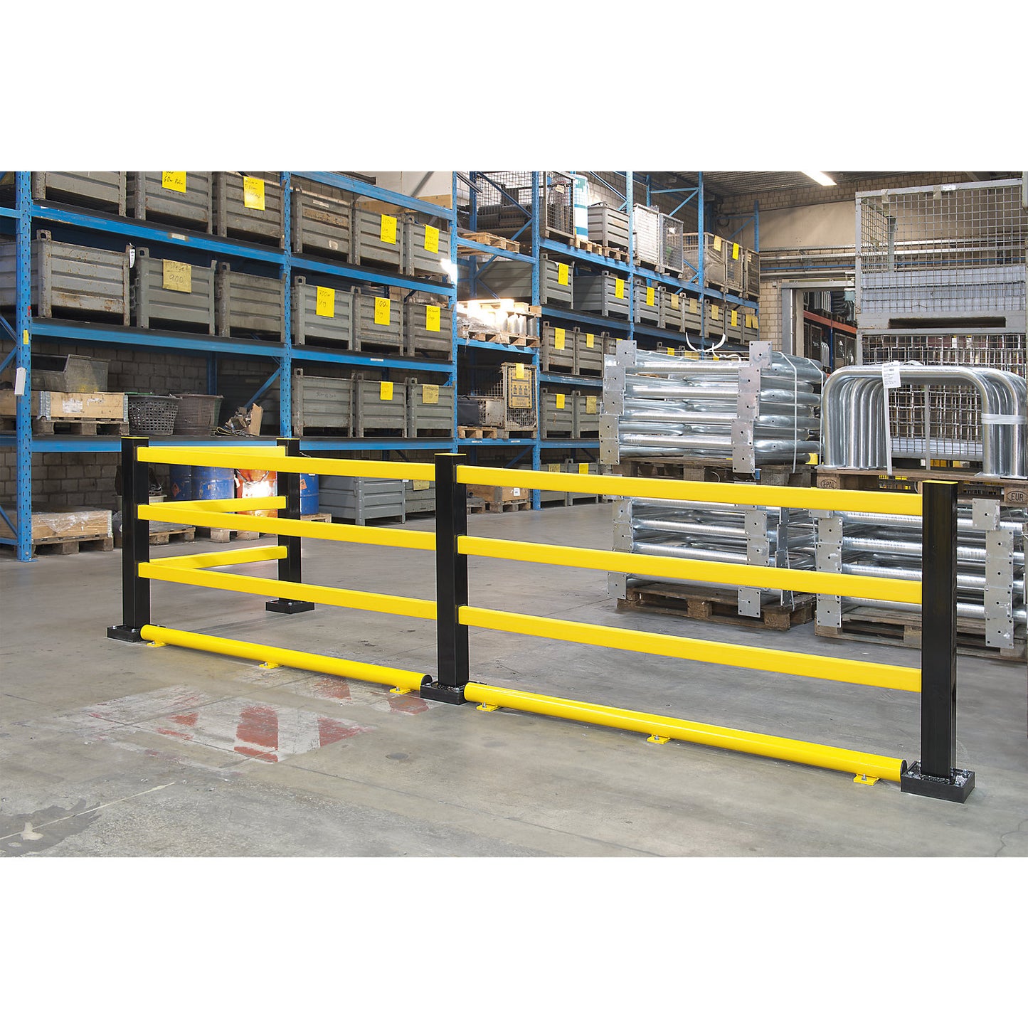 Hybrid impact protection railing, WxH 52 x 74 mm, cross bar, length 1500 mm.
