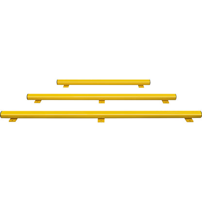 Forklift guard beam, WxH 130 x 86 mm, hot dip galvanised, yellow plastic coating, length 2050 mm.
