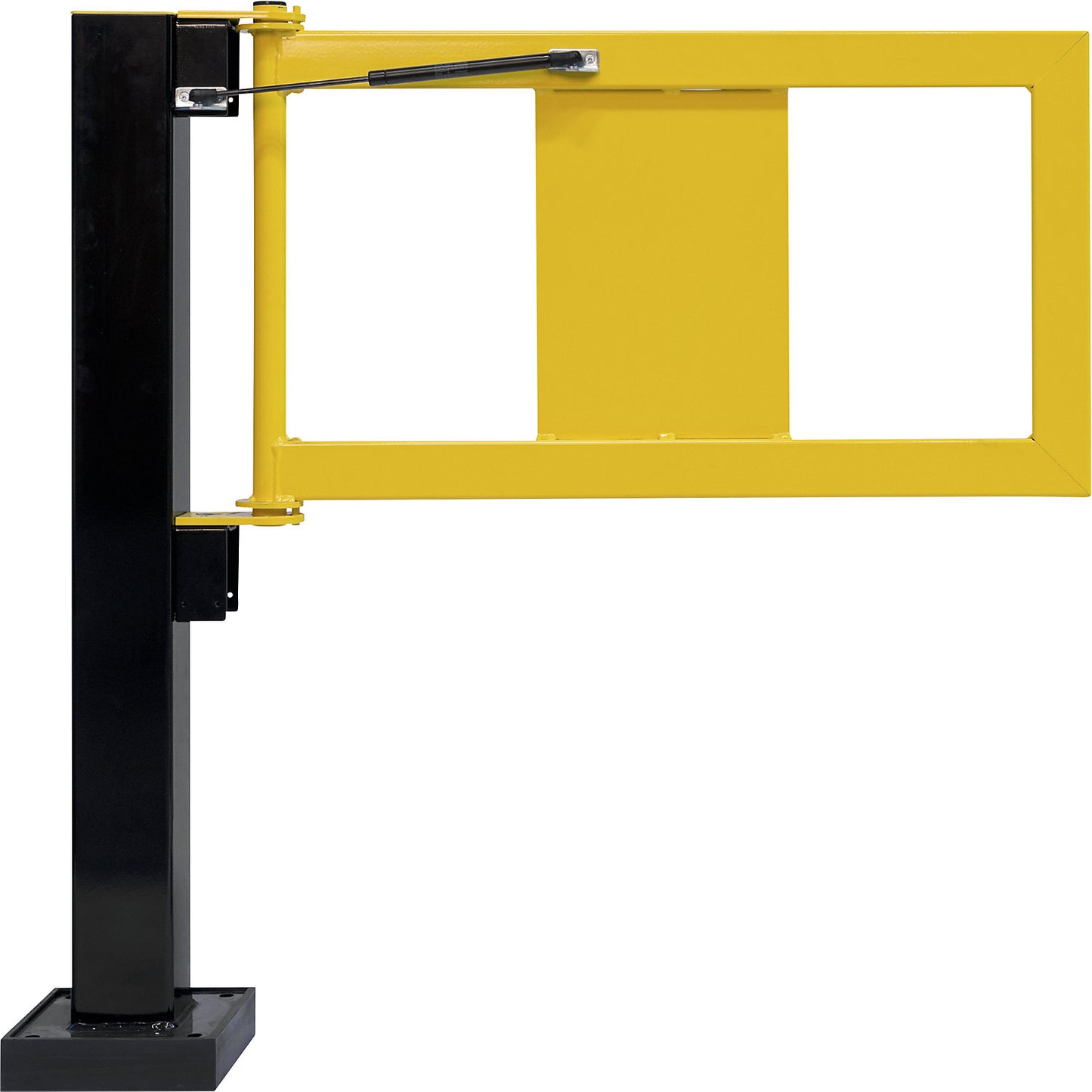 Railing gate with gas spring, LxWxH 30 x 905 x 520 mm, yellow.