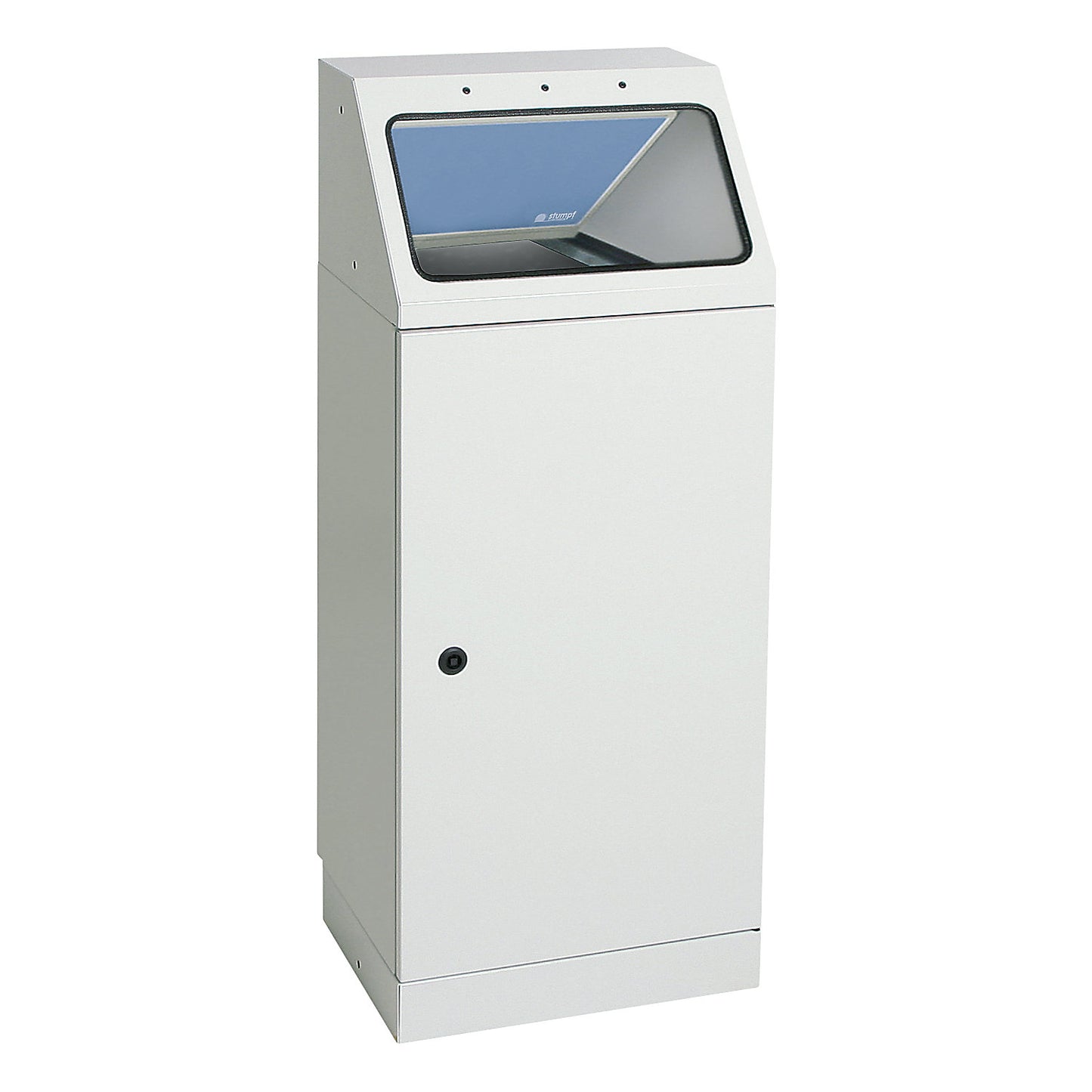 Recyclable waste collector, self extinguishing, capacity 45 l, pigeon blue flap.
