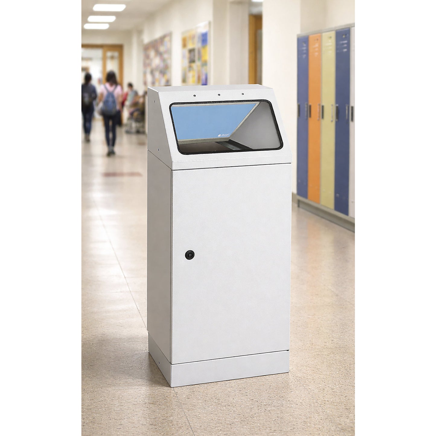Recyclable waste collector, self extinguishing, capacity 45 l, pigeon blue flap.