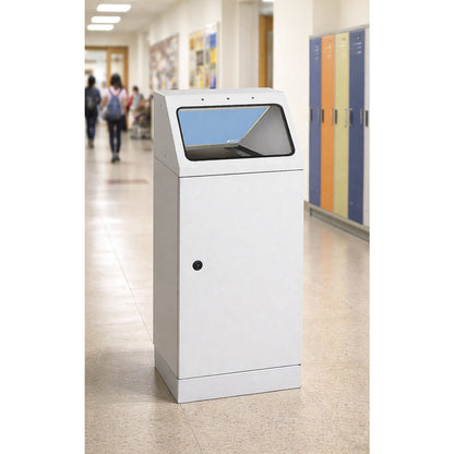 Recyclable waste collector, self extinguishing, capacity 45 l, pigeon blue flap.