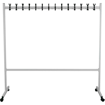 Mobile coat stand, HxD 1700 x 550 mm, 2 x 14 hooks.