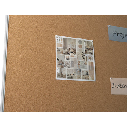 Pin board, anodised aluminium frame, natural cork, WxH 2000 x 1000 mm.