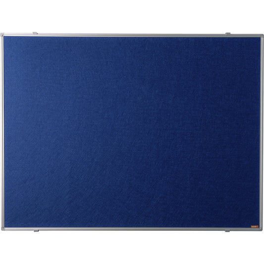 Pin board, anodised aluminium frame, fabric covering, blue, WxH 1500 x 1000 mm.