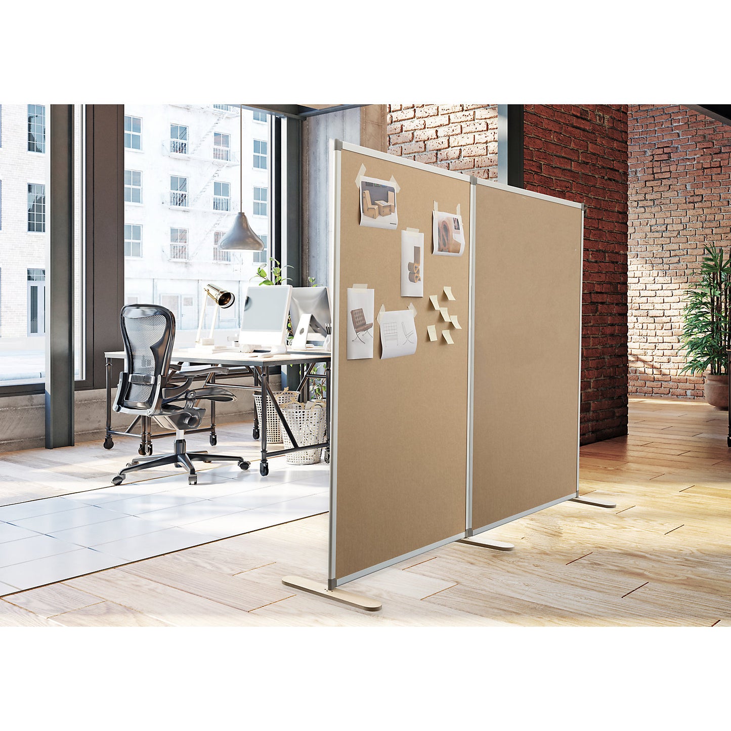 NATURAL partition, WxD 1250 x 500 mm, with honeycomb cardboard, height 1850 mm.