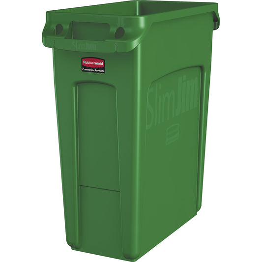 Waste bin SLIM JIM®, capacity 60 l, with ventilation ducts, green.