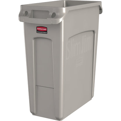 Waste bin SLIM JIM®, capacity 60 l, with ventilation ducts, beige.