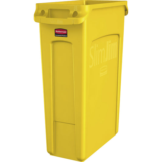 Waste bin SLIM JIM®, capacity 87 l, with ventilation ducts, yellow.