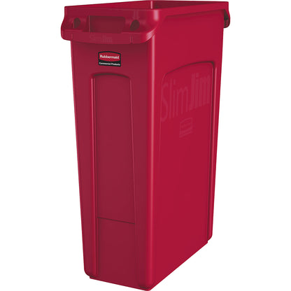 Waste bin SLIM JIM®, capacity 87 l, with ventilation ducts, red.