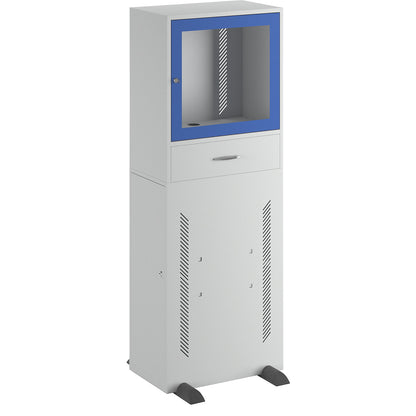 Computer cabinet, standard model, light grey/gentian blue.