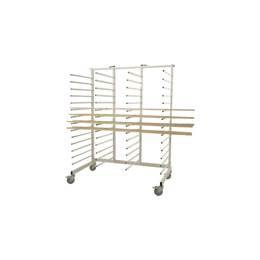 Cira cantilever trolley, one side, 14 compartments, compartment depth 650 mm, centre struts adjustable at the side.