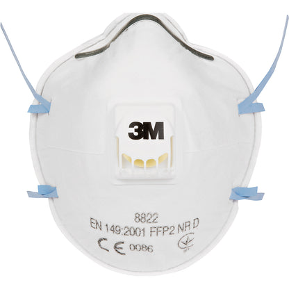 Respiratory protection mask 8822 FFP2 NR D with exhalation valve, pack of 10, white.