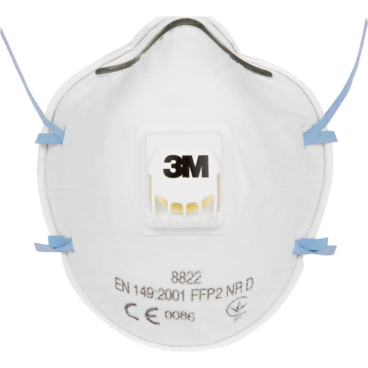 Respiratory protection mask 8822 FFP2 NR D with exhalation valve, pack of 10, white.