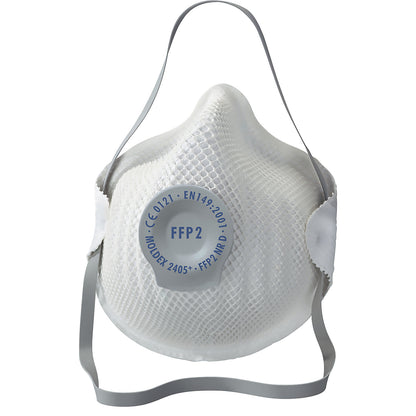 Respiratory protection mask FFP2 NR D, with exhalation valve, pack of 20, white.