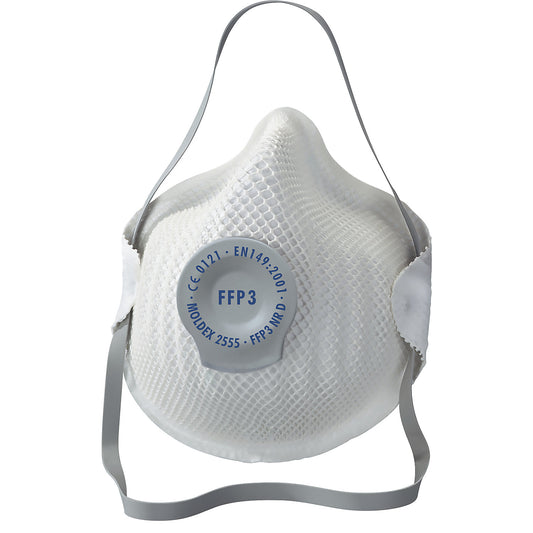 Respiratory protection mask FFP3 NR D with exhalation valve, pack of 20, white.