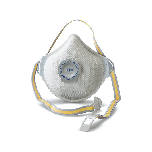 Respiratory protection mask FFP3 R D with AIR PLUS exhalation valve, reusable, pack of 5, white.