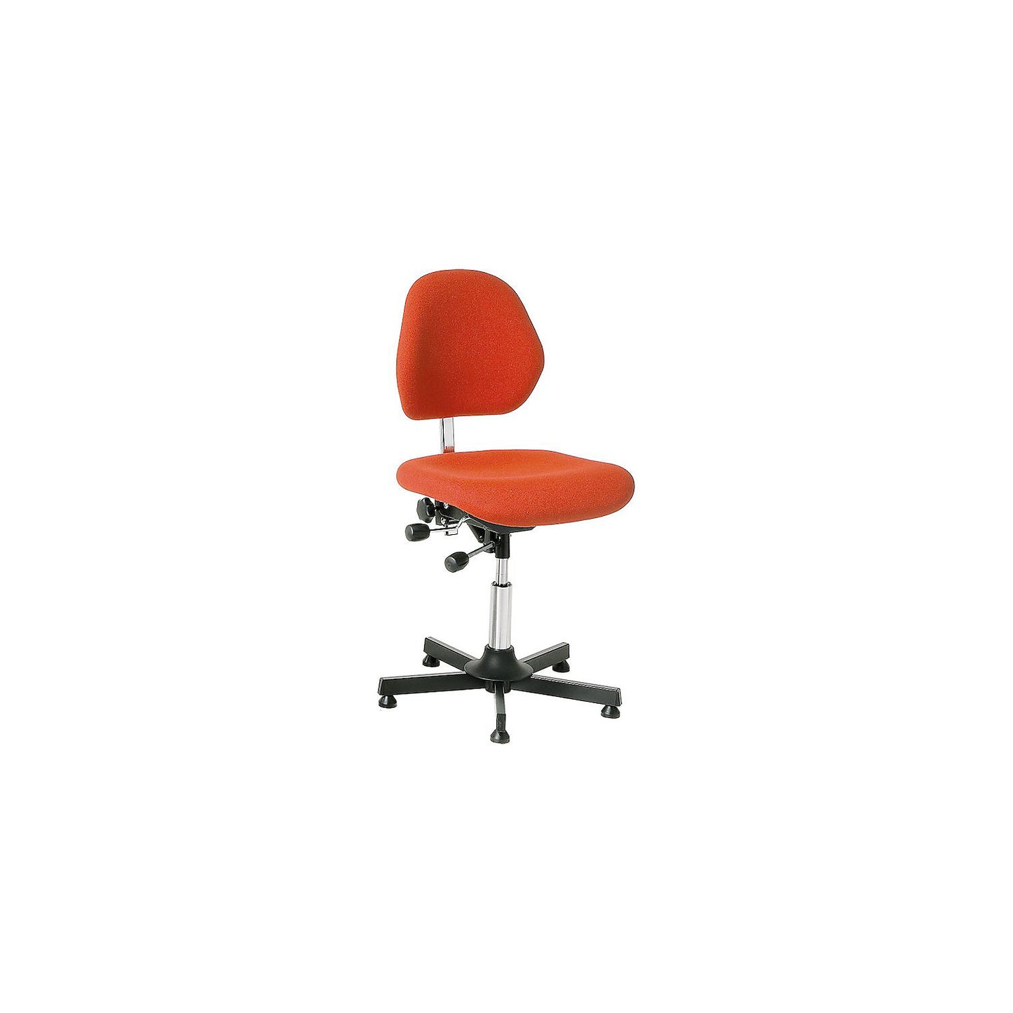 AEGA industrial chair, low model with floor glides, fabric cover, red, height adjustable 500 - 630 mm.