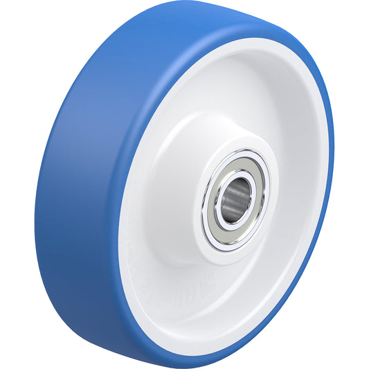 TPU wheel on nylon rim, ball bearings, wheel Ø x width 125 x 40 mm.
