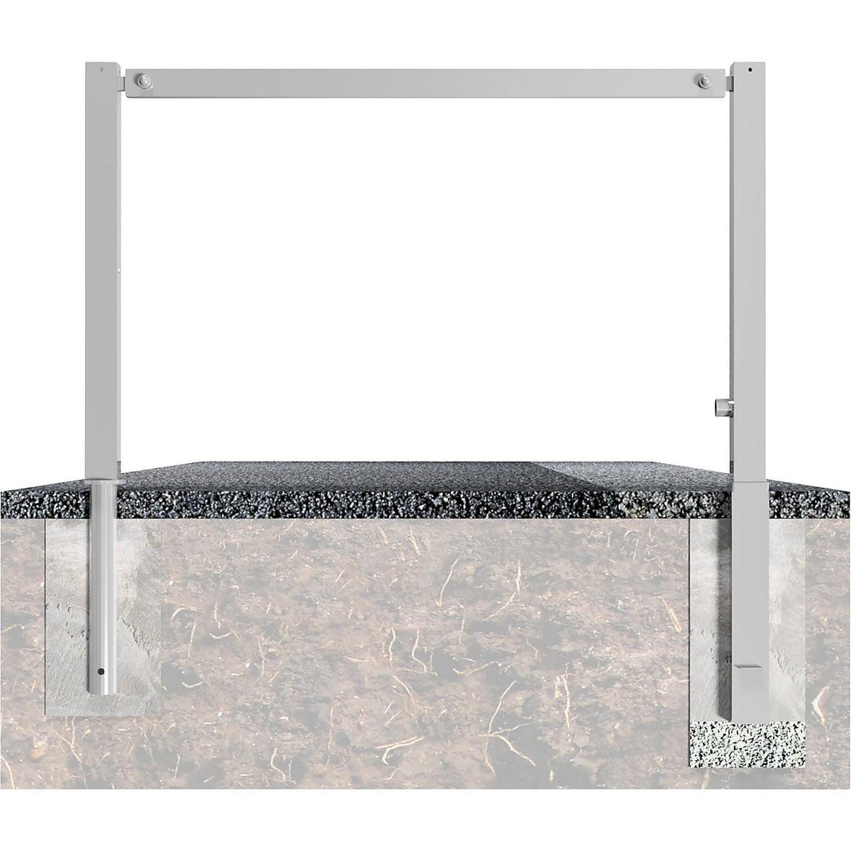 Access barrier, swivelling, with top rail, hot dip galvanised, width 3000 mm.