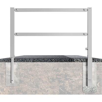 Access barrier, swivelling, with top rail and knee rail, hot dip galvanised, width 1500 mm.