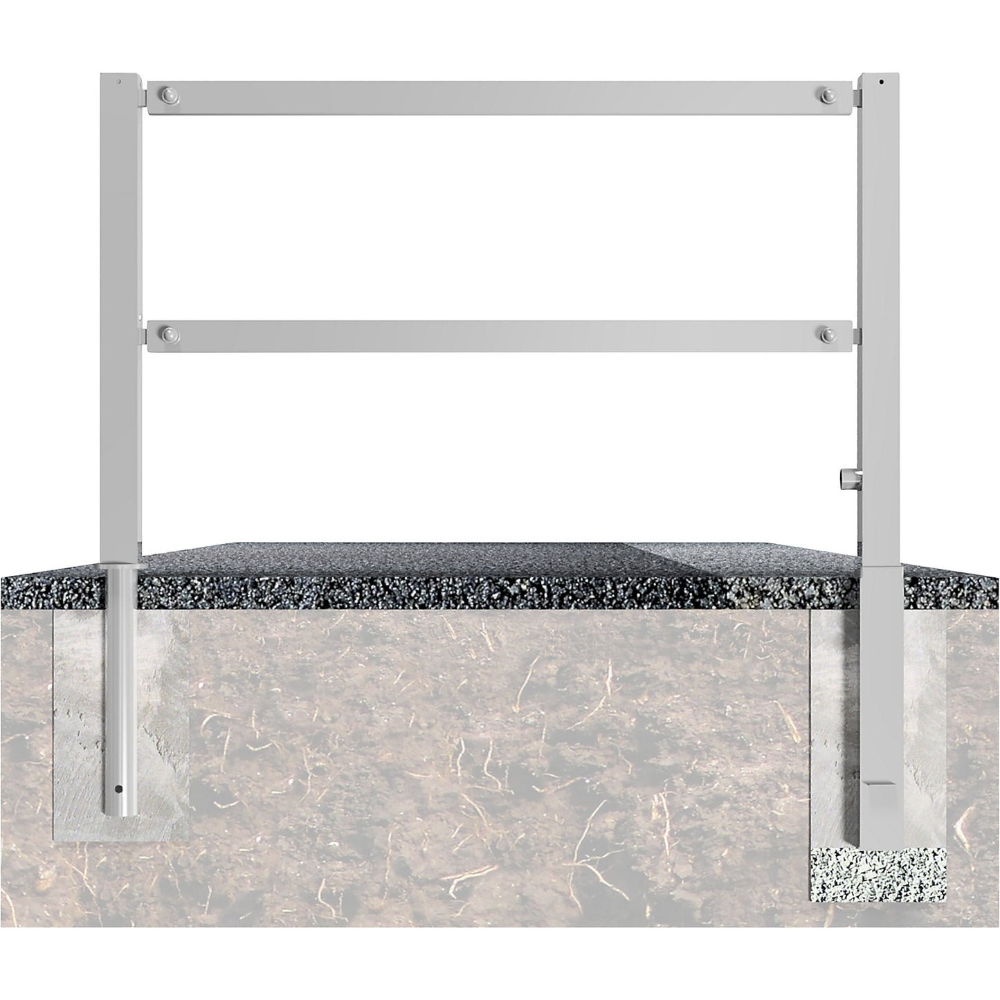 Access barrier, swivelling, with top rail and knee rail, hot dip galvanised, width 3000 mm.