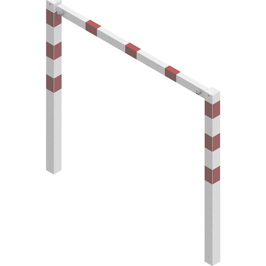 Access barrier, bolt-together, with top rail, white with red reflective stripes, width 1500 mm.