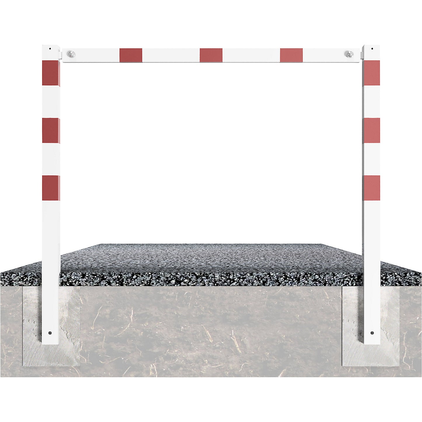 Access barrier, bolt-together, with top rail, white with red reflective stripes, width 1500 mm.